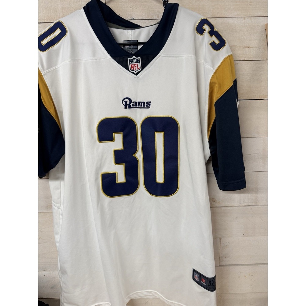 Los Angeles Rams Jersey Mens 2XL White Blue NFL Football Todd Gurley II Nike